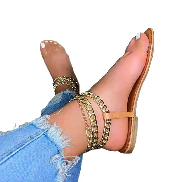 wish's new strappy sandals for women in 2021, independent station AliExpress, large-sized chain AliExpress women's shoes Item Picture