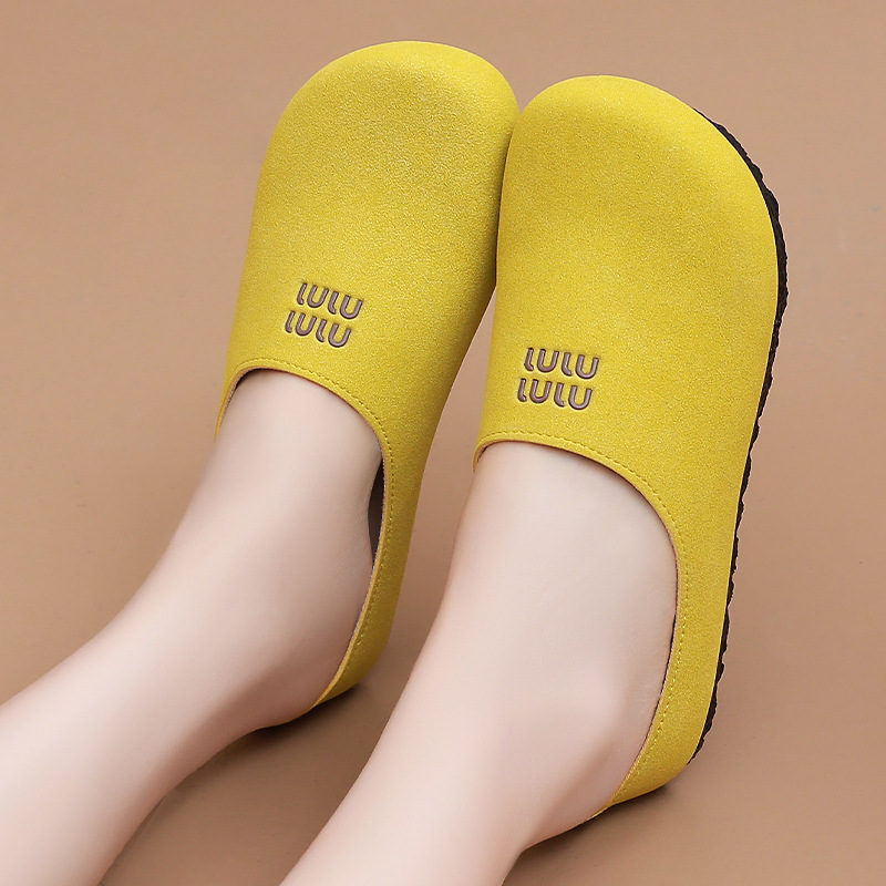 Women's half slipper summer new versatile macaron cap flat slipper breathable and not stuffy, worn as an outer single shoe Specification drawing