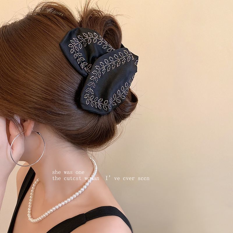 Full back of the head, wheat ear water diamond triangular grab hair clip, women's 2025 new light luxury style, high-end hair fabric hair clip in stock Specification image