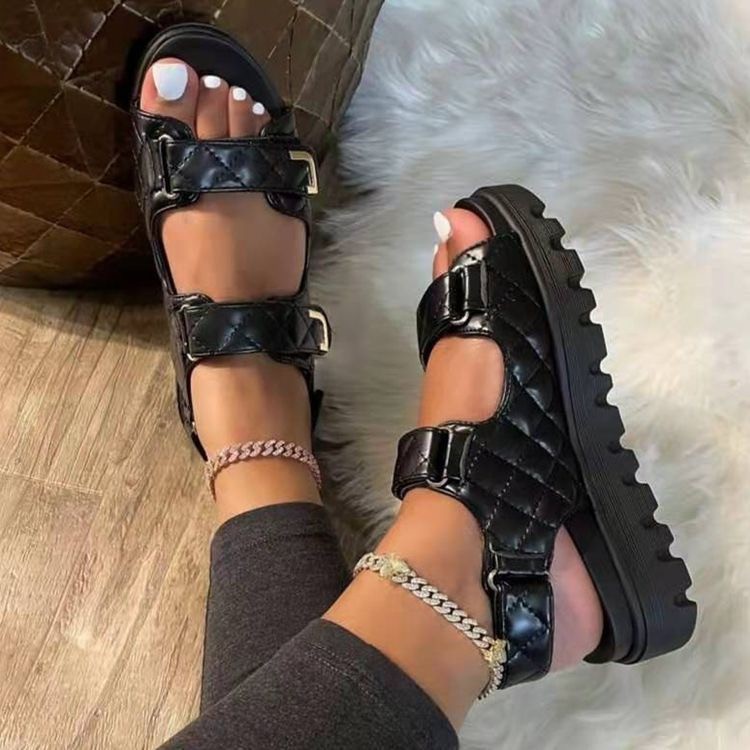 Cross-border casual sandals for women 2021 Summer New thick-soled Velcro 36-43 size beach women's sandals Specification drawing