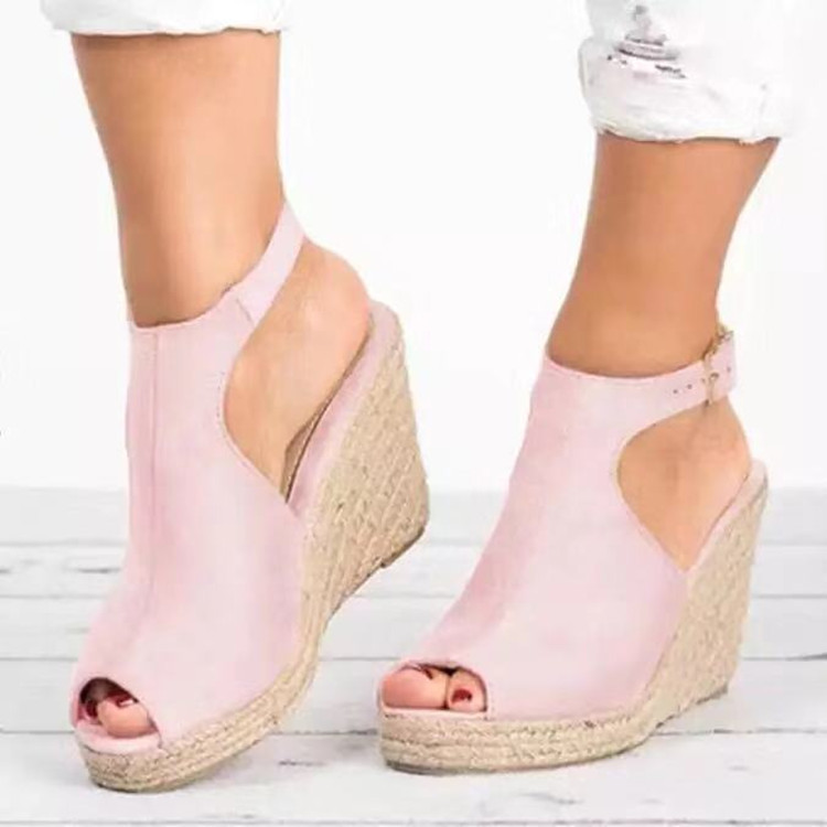 Aliexpress cross-border large-sized women's shoes 41-43 new 2021 wedge heel fish-mouth high-heeled fashionable and versatile casual sandals full figure