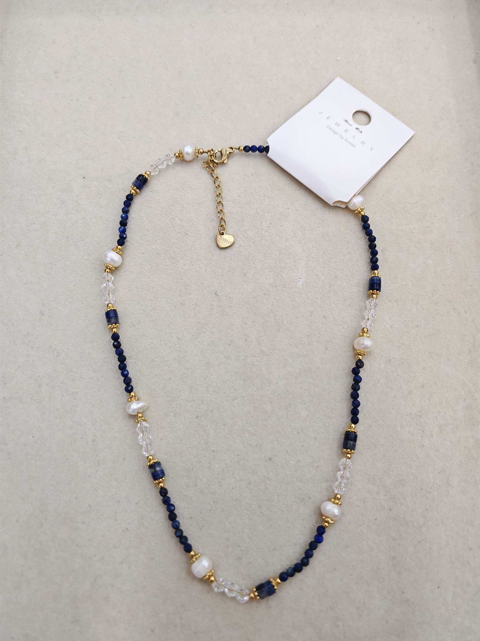 天然石项链虎眼淡水珍珠黄塔晶青金石南红