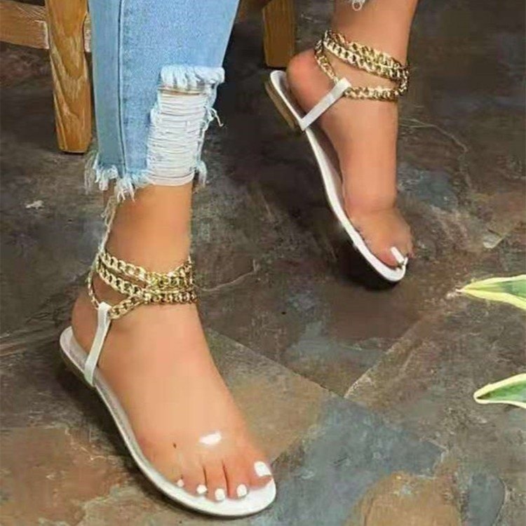 wish's new strappy sandals for women in 2021, independent station AliExpress, large-sized chain AliExpress women's shoes details Picture