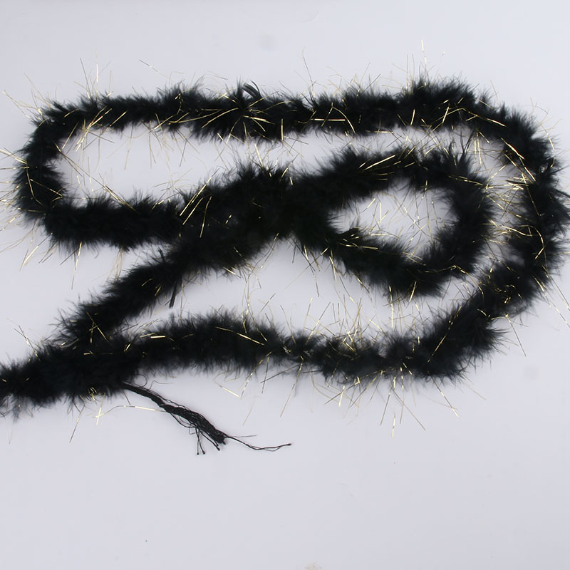 富运德羽毛 现货彩色羽毛绒条金丝火鸡毛条服装圣诞节礼品 包装手工装饰