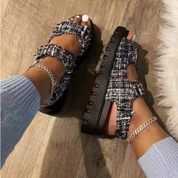 Cross-border casual sandals for women 2021 Summer New thick-soled Velcro 36-43 size beach women's sandals Application Scenario