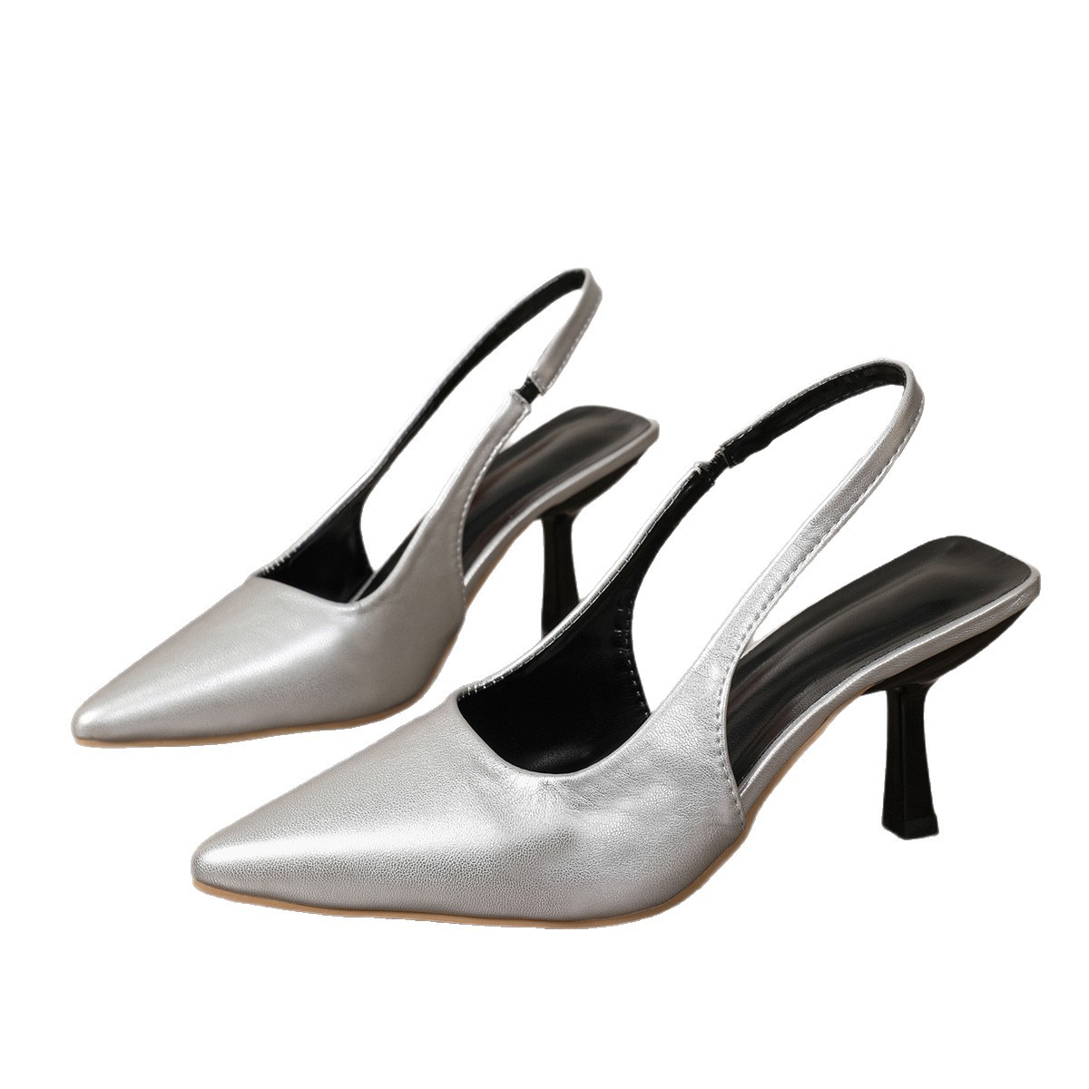 French small high-heeled sandals for foreign trade, oversized sexy pointed-toe, evening banquet etiquette, model catwalk, slender single shoes Item Picture