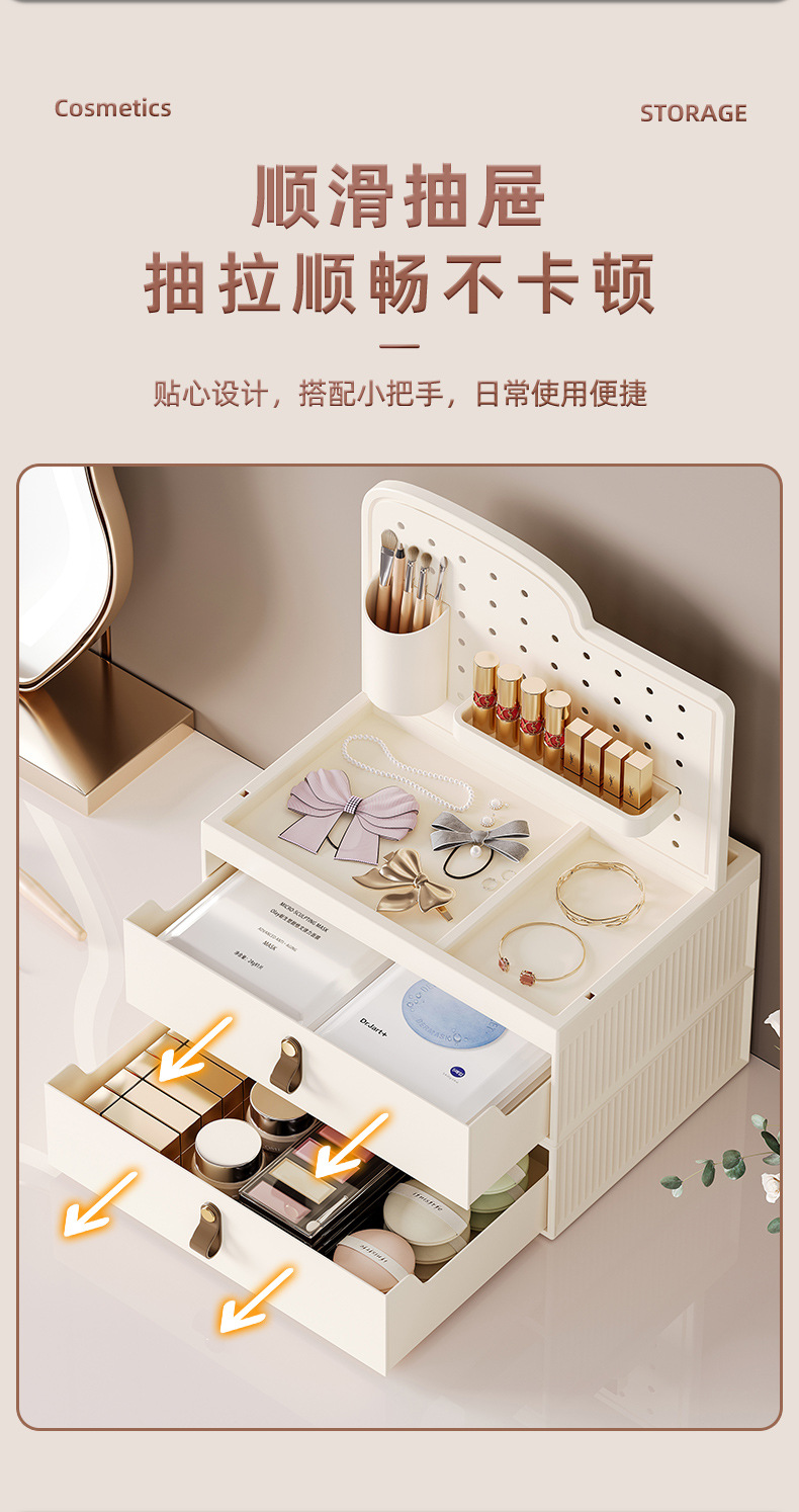 D47-1091化妆收纳盒梳妆台护肤置物架亚克力整理盒桌面防尘化妆箱详情图13