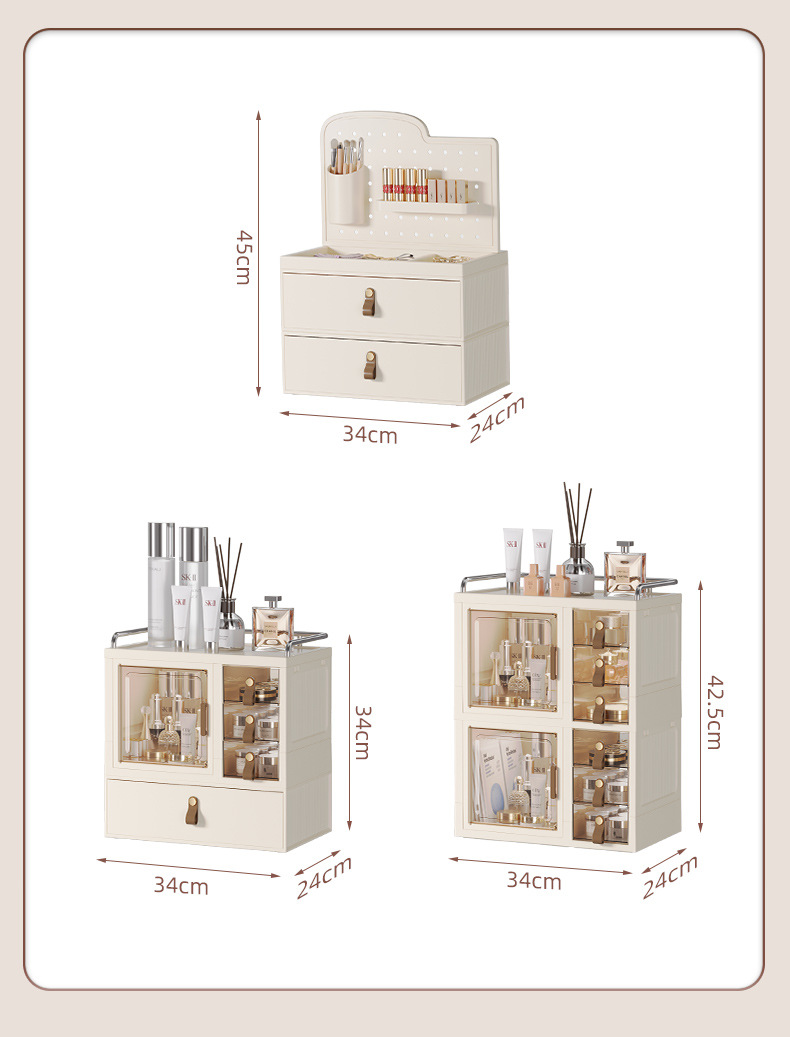 D47-1091化妆收纳盒梳妆台护肤置物架亚克力整理盒桌面防尘化妆箱详情图11