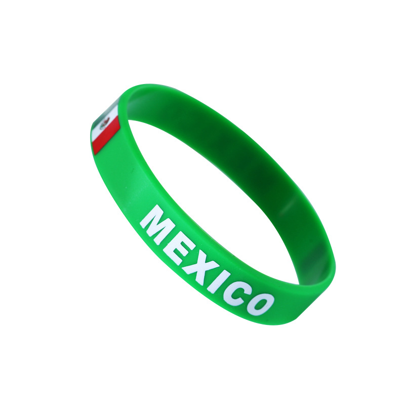 Chuangdong Flag Cross-border US, Canada and Mexico World Cup fan products Silicone wristbands, Mexican flag print cheering props customization Item Picture