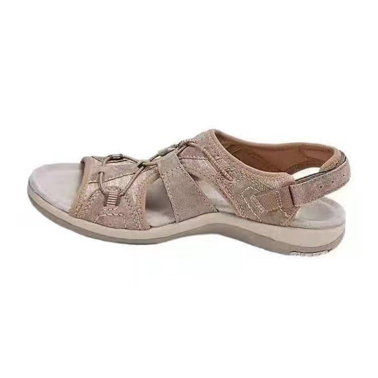 Thick-soled sandals in stock, summer beach shoes, round-toed breathable casual sandals, large-sized flat beach sandals for export full figure