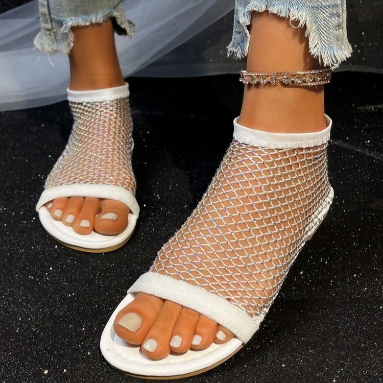 Women's outerwear of foreign trade beach sandals with hollowed-out fashionable flip-flops and breathable mesh. Women's foreign trade low-top cool boots Specification drawing