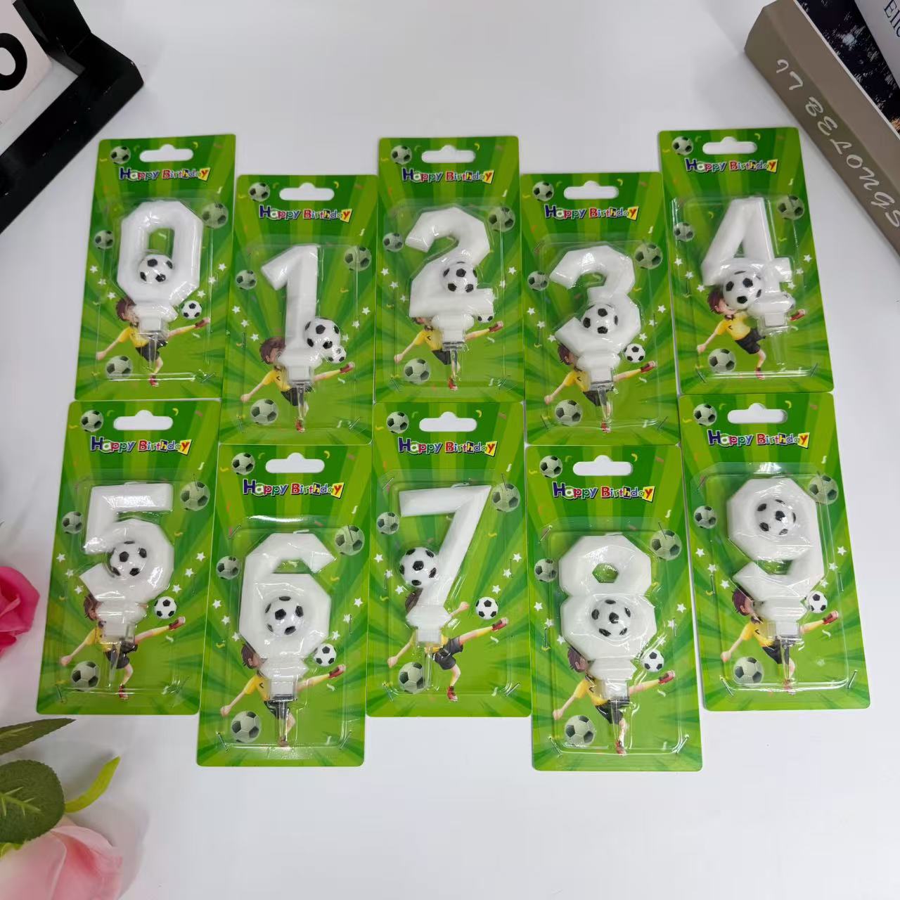 新款创意卡通足球数字生日蜡烛儿童气氛派对欧洲杯主题蛋糕装饰用品道具