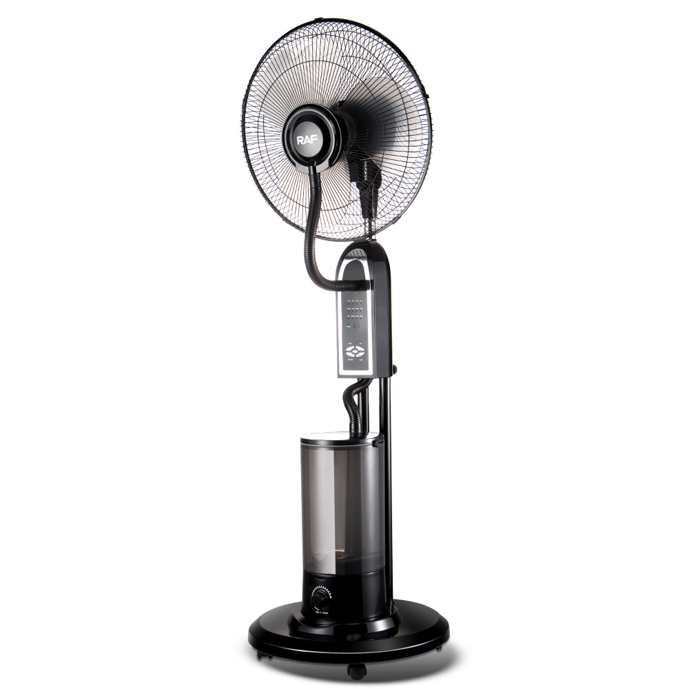 RAF cross-border European standard floor-standing household remote control fan can add water, humidify and ice, and is a powerful atomization cooling electric fan Item Picture