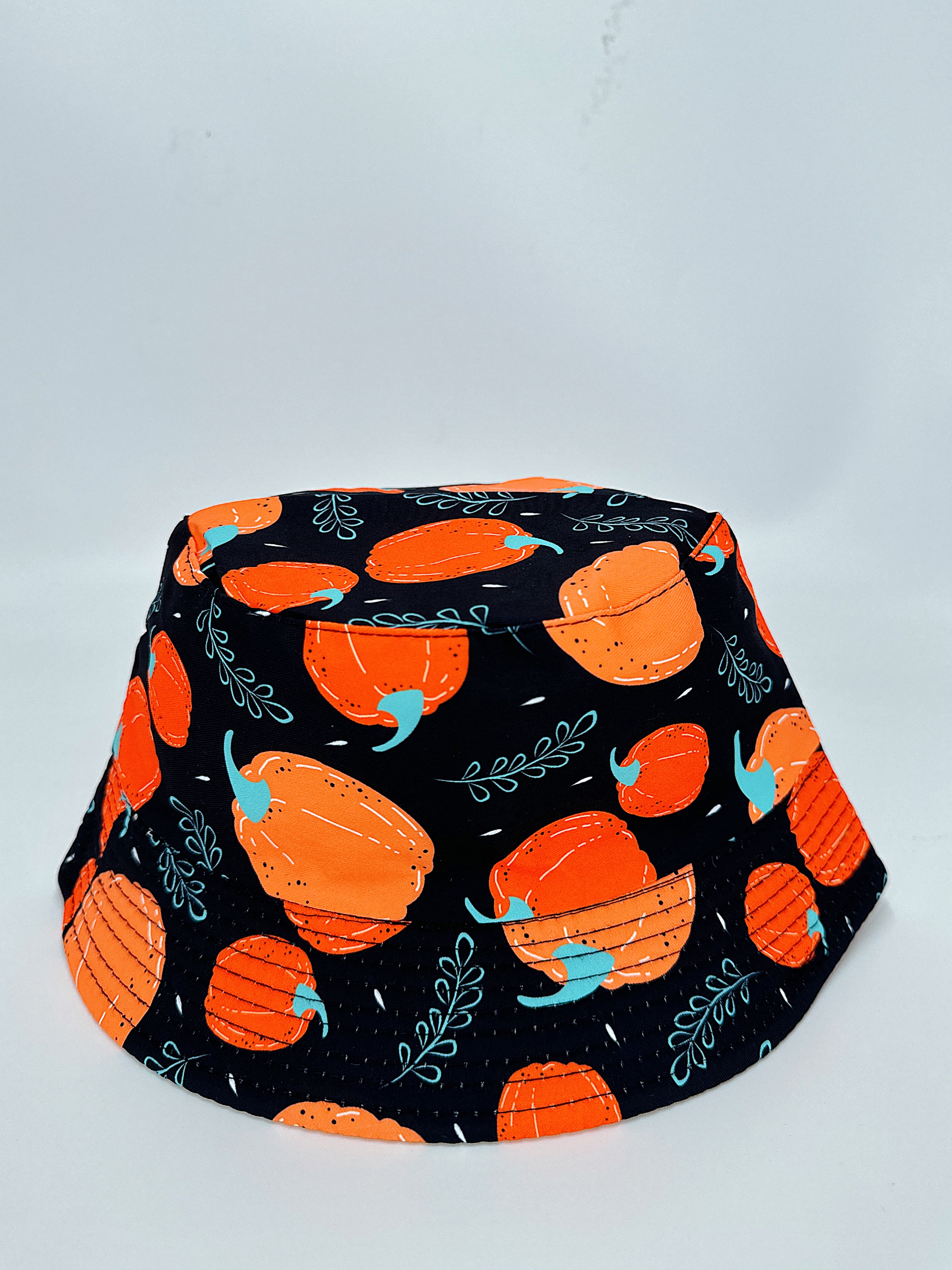 New spring and summer styles of small pumpkin with multiple prints, double-sided wearing fisherman's hat, cute cartoon, versatile, outdoor sun protection, foldable for easy carrying, unisplendable, pier circumference 54CM fisherman's hat Specification drawing