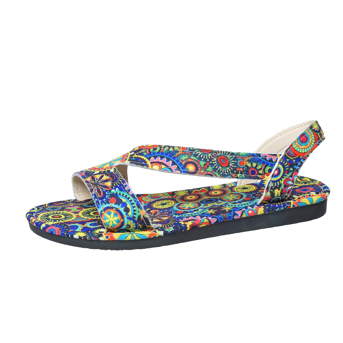 The new summer style of large-sized women's slippers for export in 2025, featuring flat, printed, open-toe Bohemian ethnic style for women Item Picture