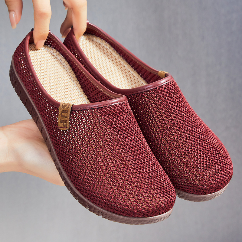 Summer new cross-border women's shoes, breathable slippers, fashionable and versatile casual shoes. Lazy people can wear mom shoes on one foot Specification drawing