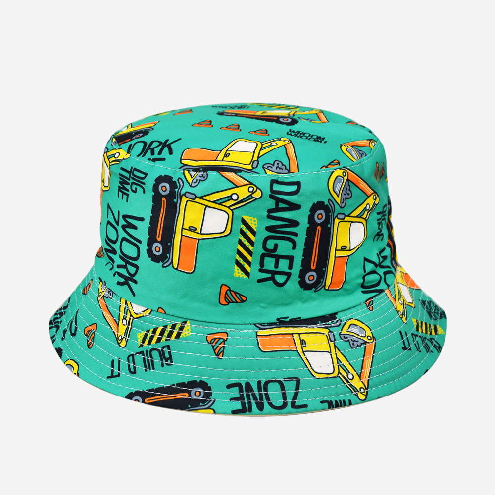 New spring and summer excavator double-sided fisherman's hat, cute cartoon, versatile, outdoor sunshade and sun protection, foldable for easy carrying, unisplendable, both pier circumference 54CM fisherman's hat full figure