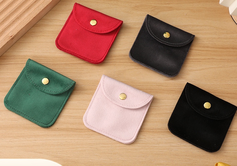 新款丽丝绒珠宝首饰收纳袋 手链文玩饰品按扣款绒布袋 翻盖荷包袋 