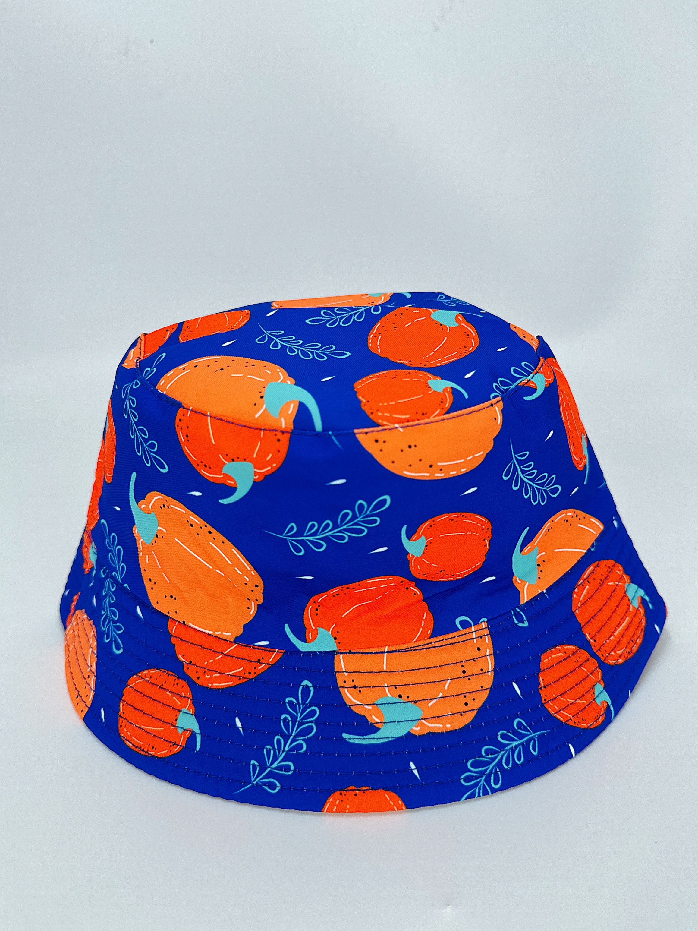 New spring and summer styles of small pumpkin with multiple prints, double-sided wearing fisherman's hat, cute cartoon, versatile, outdoor sun protection, foldable for easy carrying, unisplendable, pier circumference 54CM fisherman's hat full figure