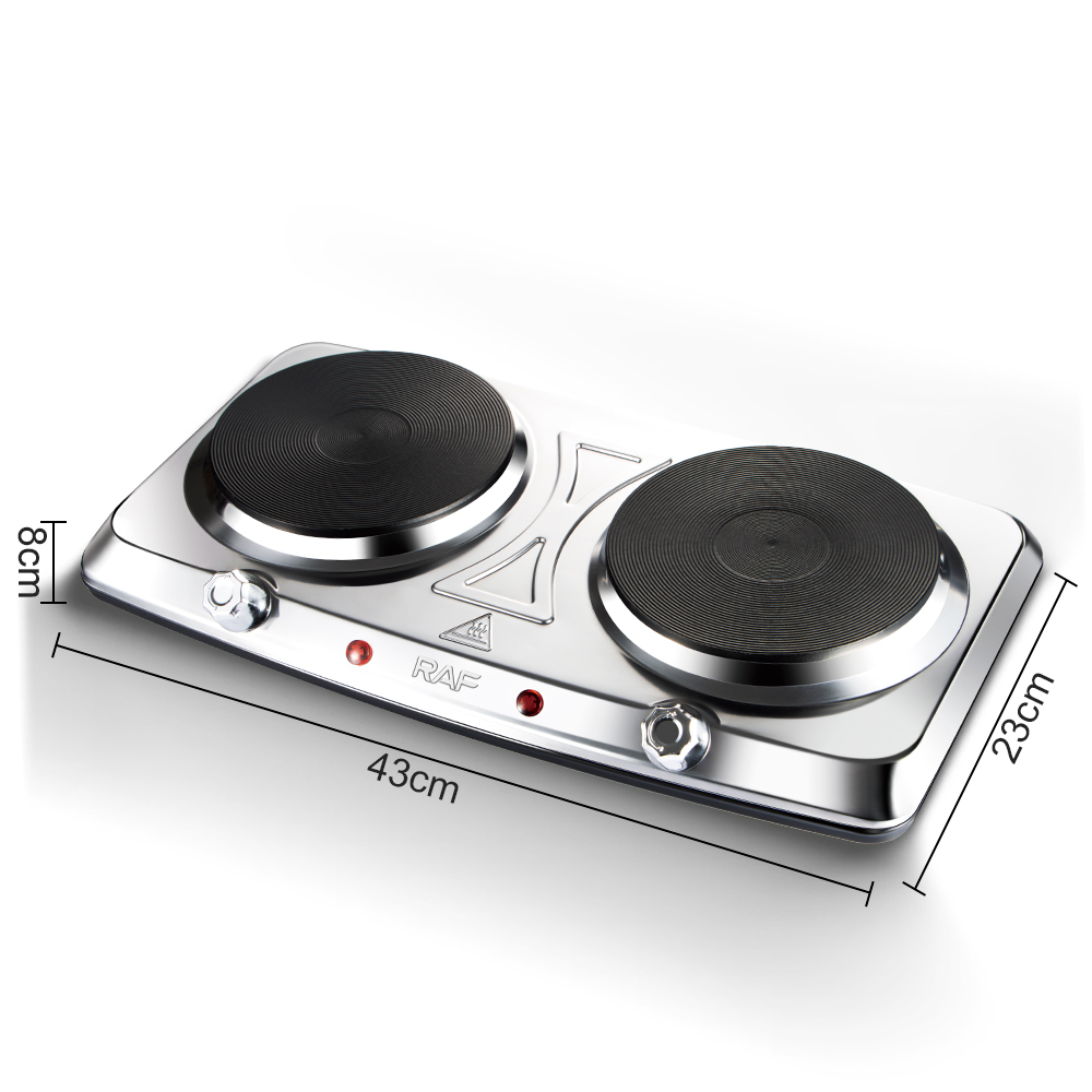 RAF cross-border European standard single-stove double-burner best-selling stainless steel electric stove for cooking rice and boiling water, adjustable and not picky about the pot Item Picture