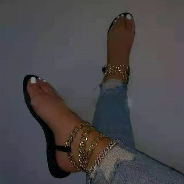 wish's new strappy sandals for women in 2021, independent station AliExpress, large-sized chain AliExpress women's shoes Specification drawing