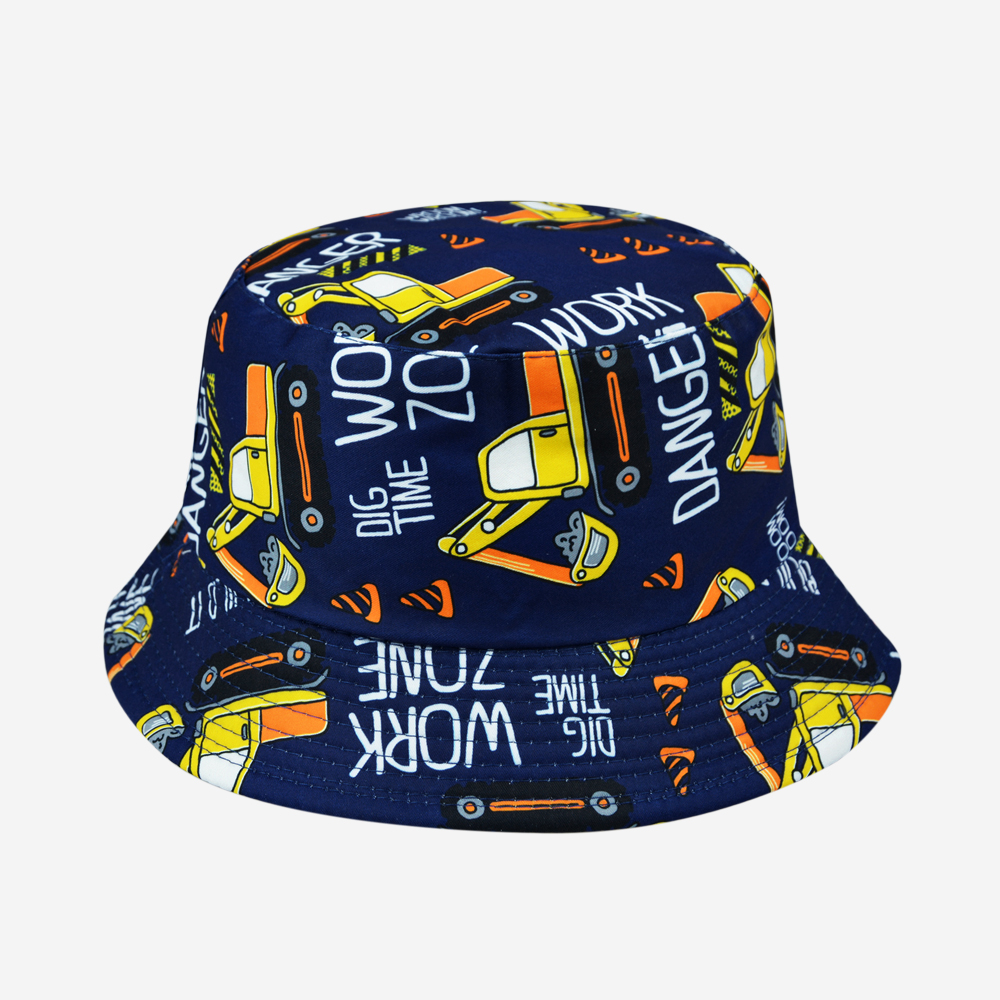 New spring and summer excavator double-sided fisherman's hat, cute cartoon, versatile, outdoor sunshade and sun protection, foldable for easy carrying, unisplendable, both pier circumference 54CM fisherman's hat Item Picture