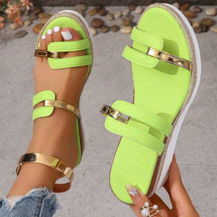 2025 New large-sized women's flip-flops for export, summer European and American color-blocking wedge heels Roman shoes women's thick-soled flip-flops Specification drawing