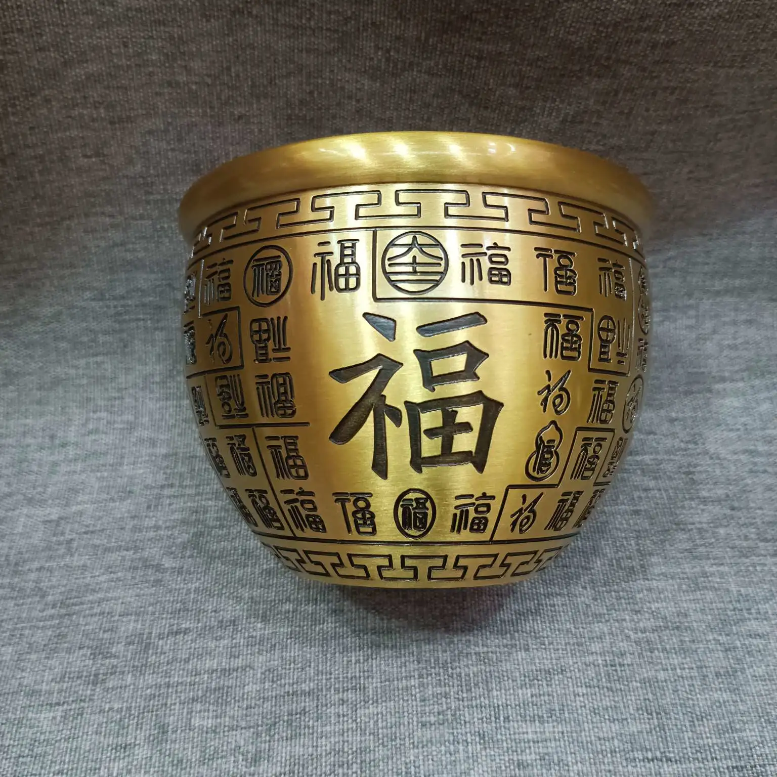 Zhonggong Craft Copper Bai Fu Rice Jar 11.5 cm Handicraft Study and Office Decoration detail image 8