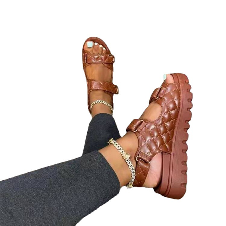 Cross-border casual sandals for women 2021 Summer New thick-soled Velcro 36-43 size beach women's sandals Item Picture