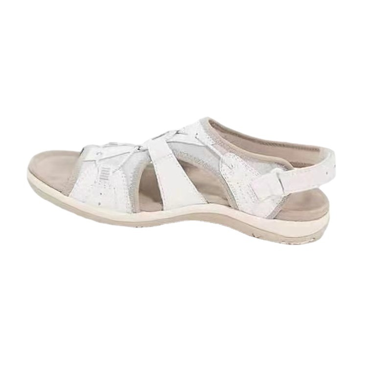 2023 New style Roman thick-soled European and American sandals, round head Velcro retro one-piece large size beach solid color sandals for women Item Picture