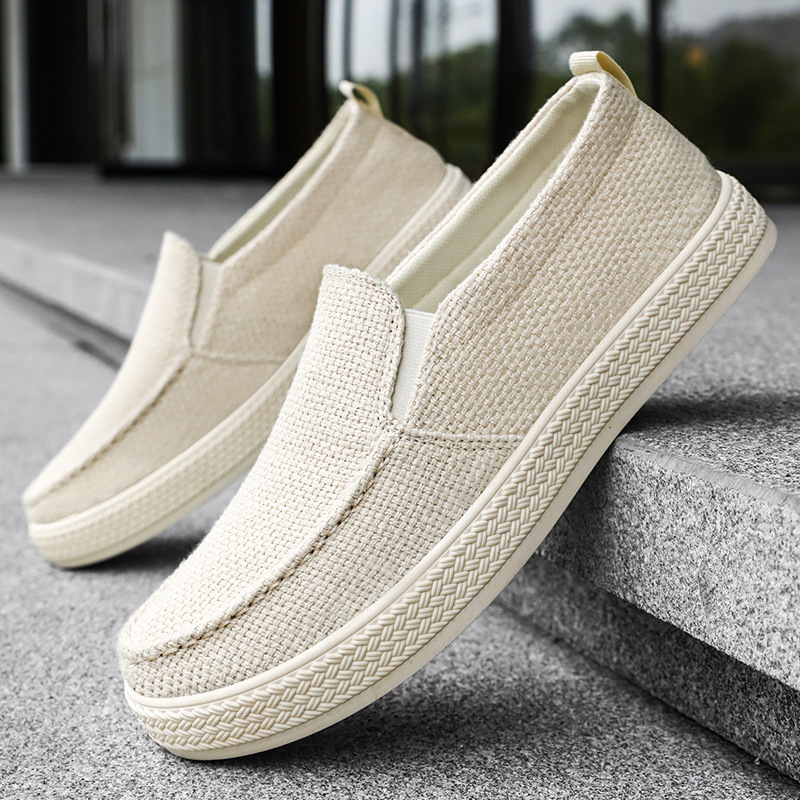 Men's shoes, old Beijing cloth shoes, summer new style, one-step lazy shoes, breathable and non-smelly feet, men's cloth shoes, soft-soled men's single shoes Specification drawing