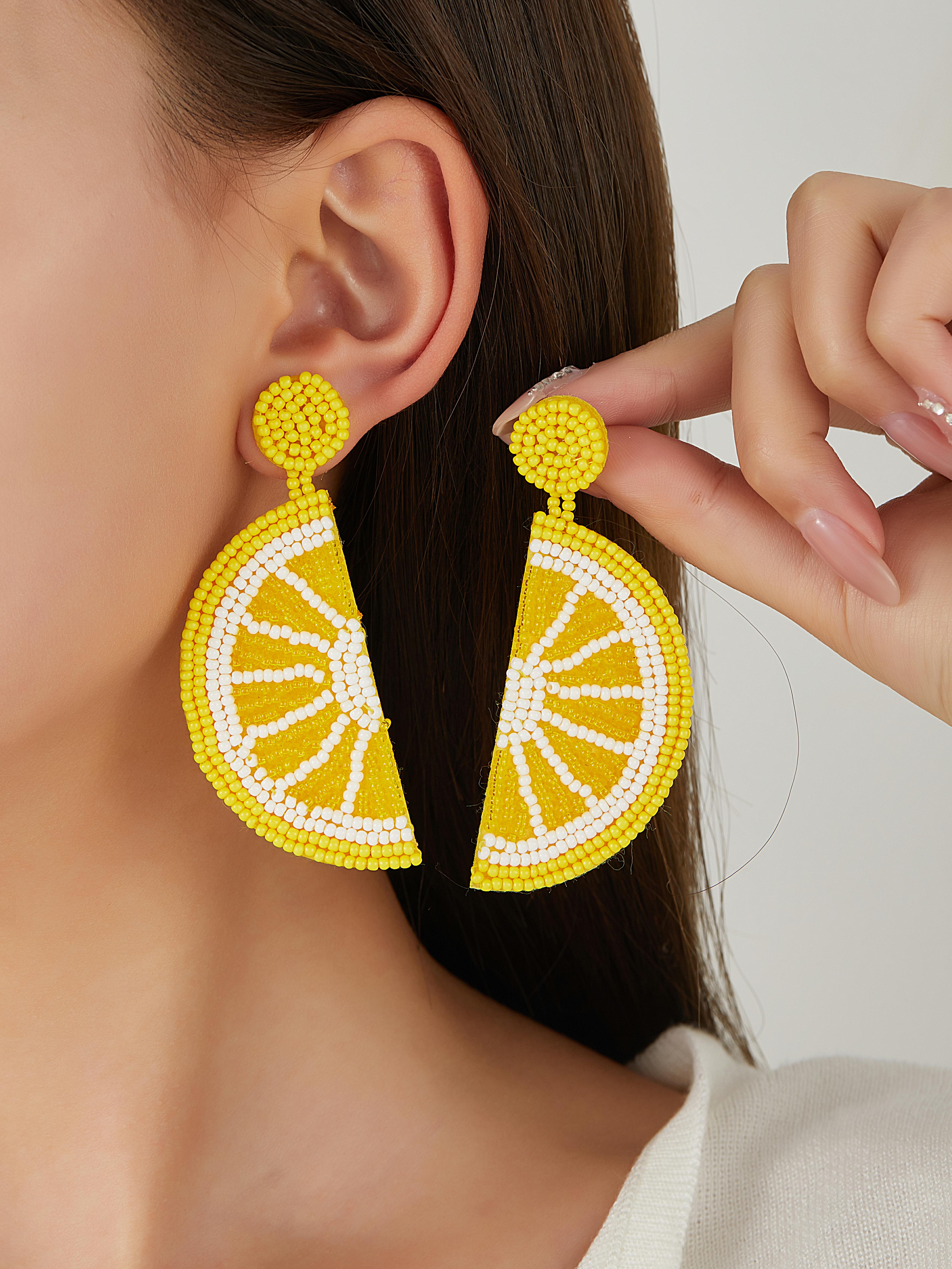 米珠水果耳环  柠檬 西瓜 橙子 耳饰，电商亚马逊爆款，欧美流行厂家直销来样定做