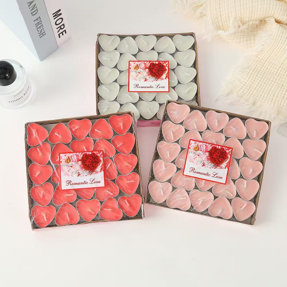 批发创意浪漫求婚氛围爱心茶蜡520情人节婚礼装饰摆图无烟小蜡烛