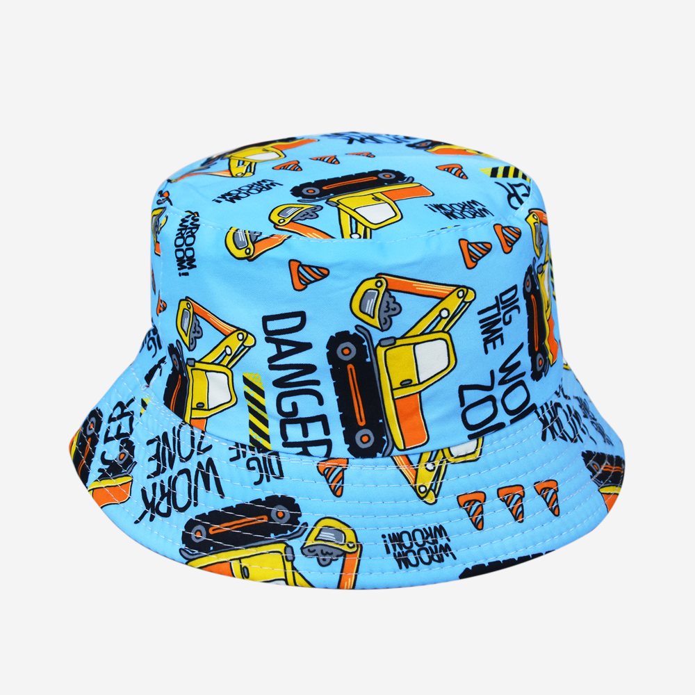 New spring and summer excavator double-sided fisherman's hat, cute cartoon, versatile, outdoor sunshade and sun protection, foldable for easy carrying, unisplendable, both pier circumference 54CM fisherman's hat details Picture