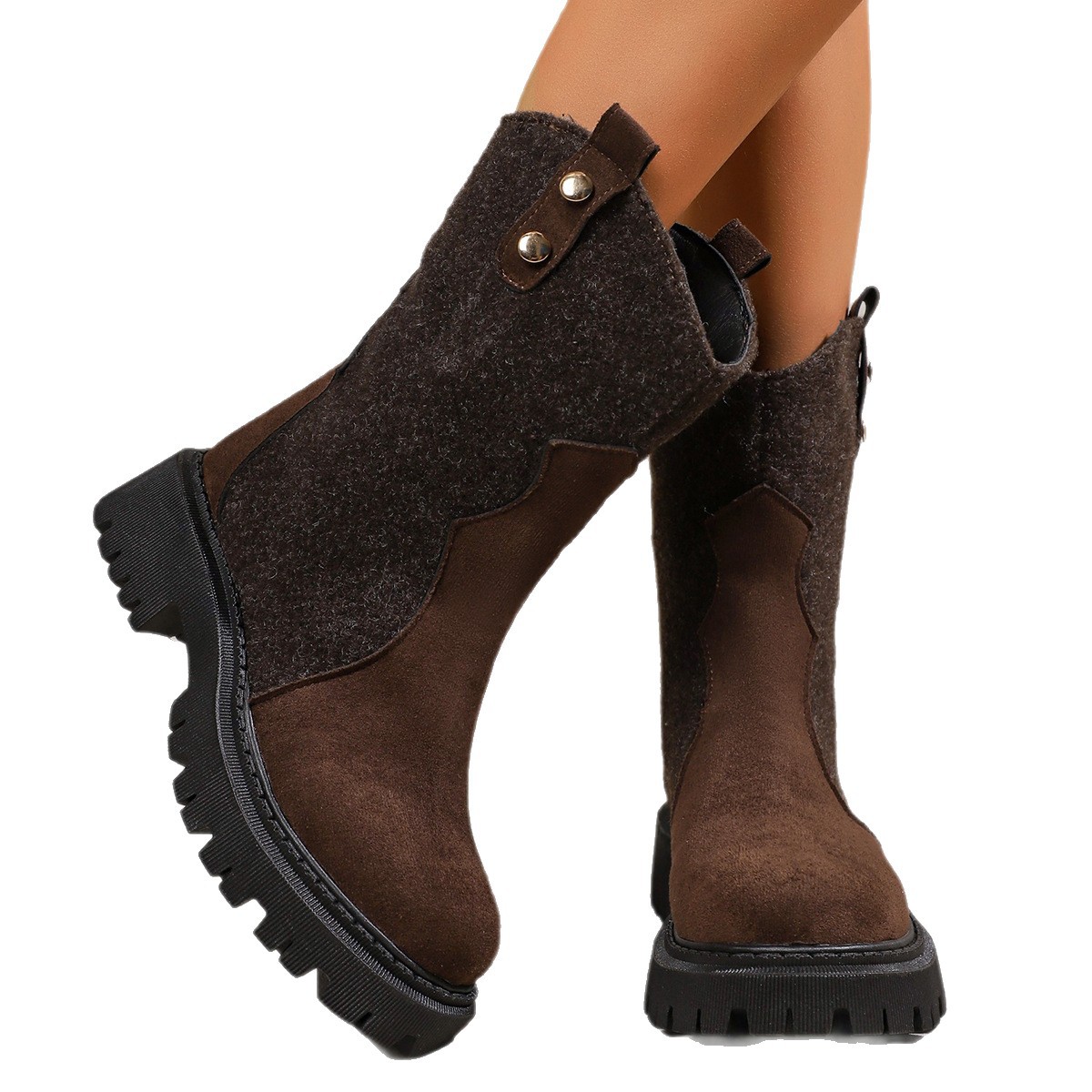 The 2025 autumn new cross-border trade large-sized Martens boots for women, featuring a combination of European and American styles, thick heels, medium heels and round toe fashion boots Item Picture