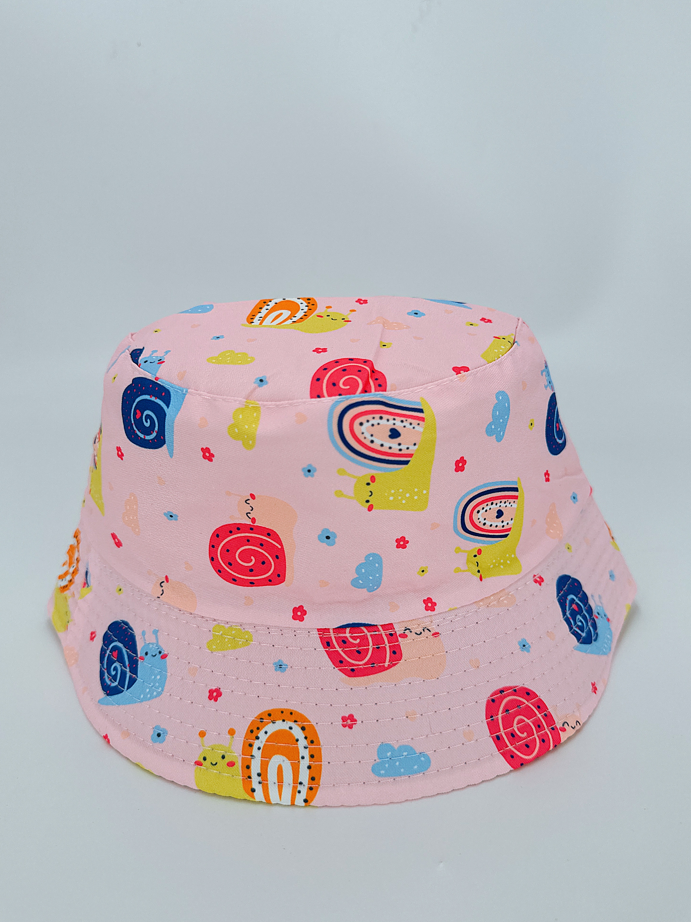 Spring and summer new cute snail-shaped fisherman's hat with multiple prints, double-sided wear, cute cartoon, versatile, outdoor sun protection, foldable, easy to carry, unisplendable, pier circumference 54CM fisherman's hat full figure
