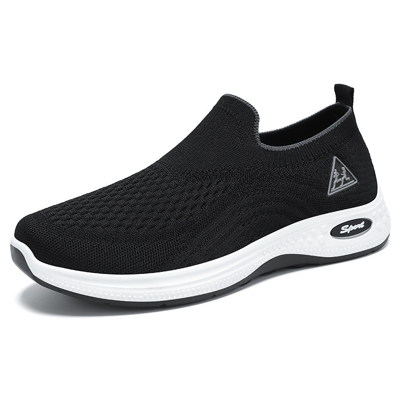 Men's shoes, breathable and non-smelly, casual shoes for the feet, shoes for middle-aged and elderly dads, one-step lazy shoes, couple flying woven single shoes Item Picture