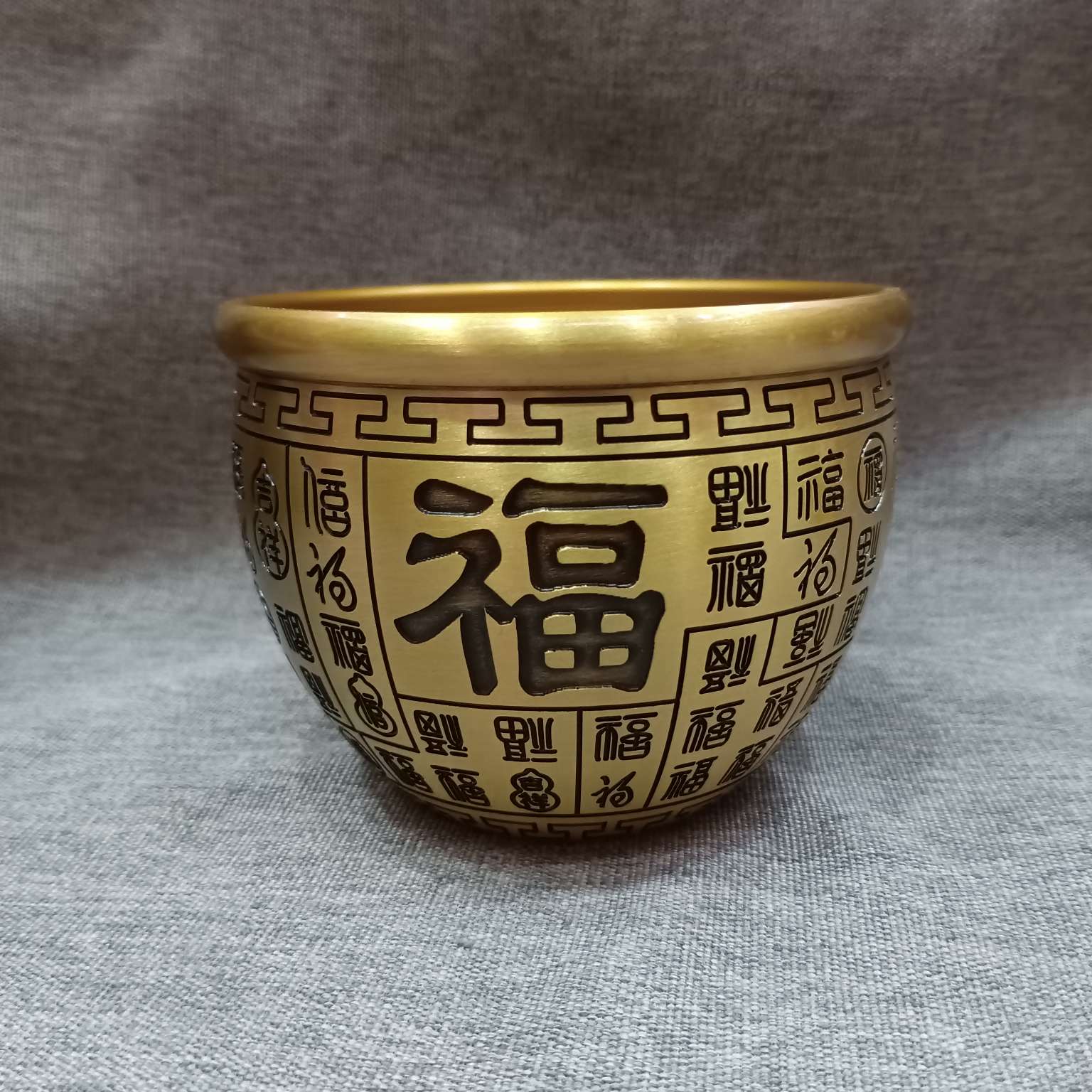 Zhonggong Craft Copper Bai Fu Rice Jar 11.5 cm Handicraft Study and Office Decoration