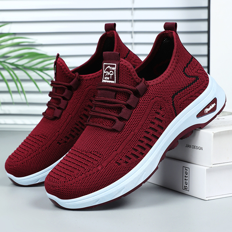 Women's sports shoes cross-border consignment, single shoes, soft soles, comfortable and casual shoes, breathable flying woven shoes, non-stuffy feet, mesh shoes details Picture