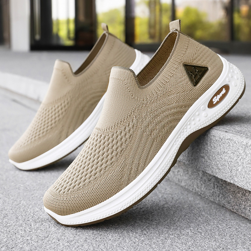 Men's shoes, breathable and non-smelly, casual shoes for the feet, shoes for middle-aged and elderly dads, one-step lazy shoes, couple flying woven single shoes Specification drawing