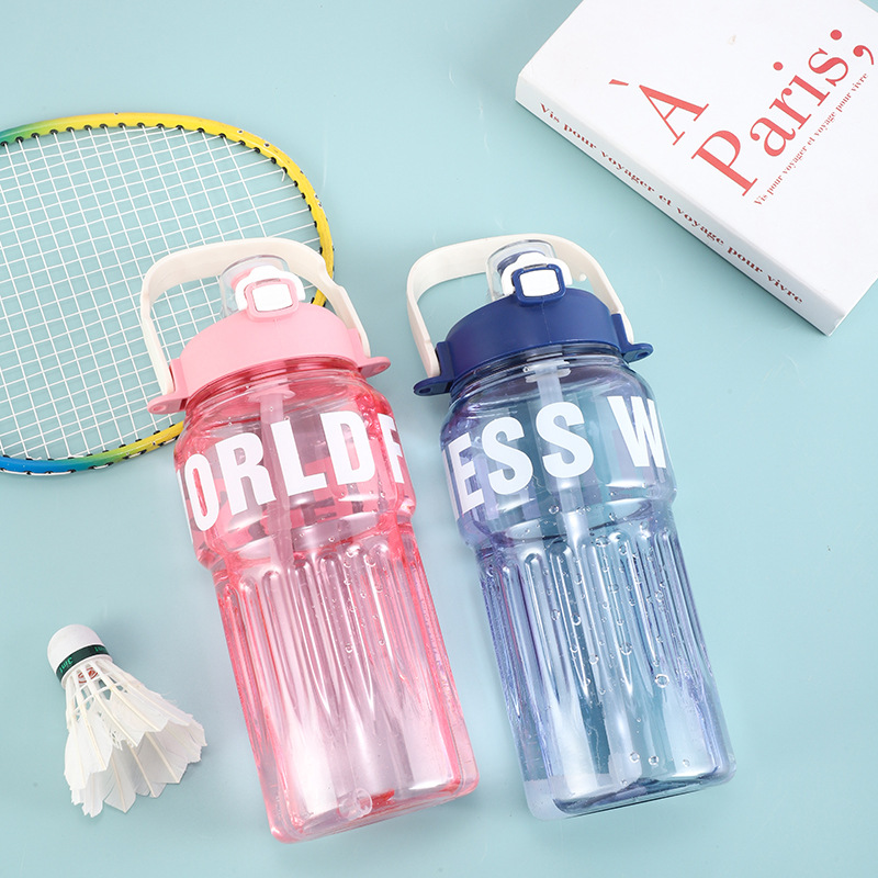 H164-HY-045 High appearance level straw water cup, large-capacity sports and fitness cup, summer portable outdoor plastic cup details Picture