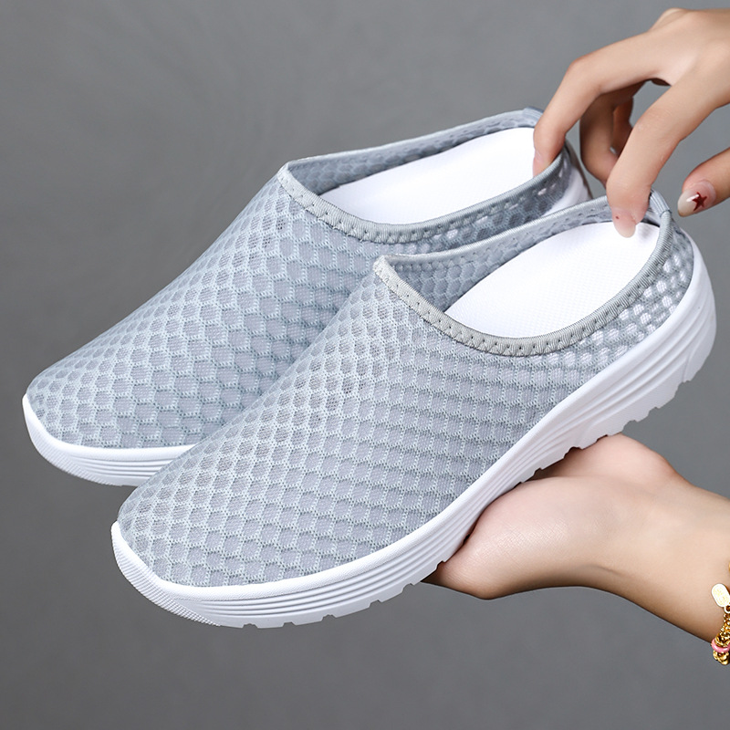 Women's shoes, slippers, cross-border large-sized breathable mesh shoes, soft-soled casual shoes that don't tiring the feet, one-step lazy shoes, consignment full figure