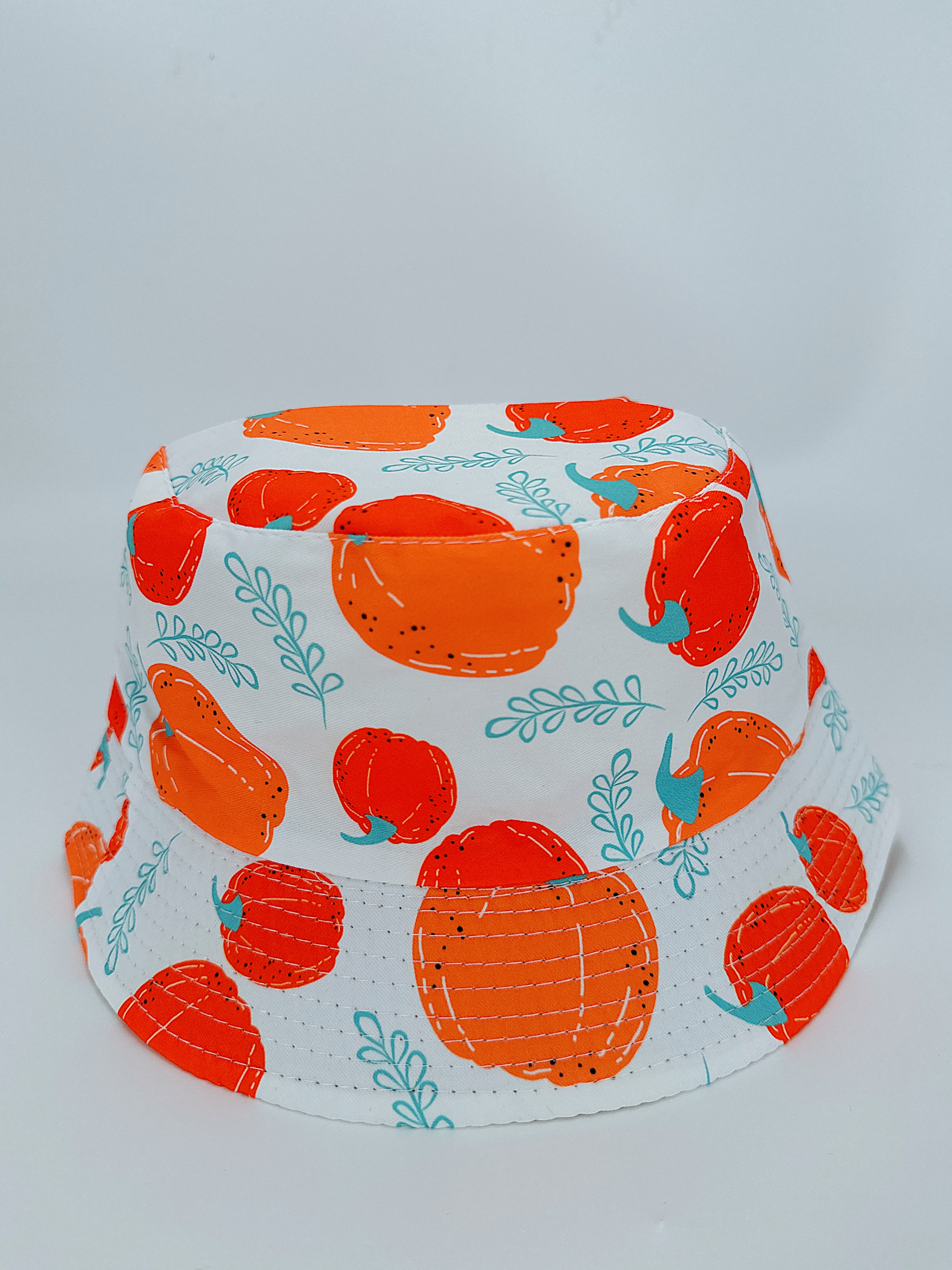New spring and summer styles of small pumpkin with multiple prints, double-sided wearing fisherman's hat, cute cartoon, versatile, outdoor sun protection, foldable for easy carrying, unisplendable, pier circumference 54CM fisherman's hat Item Picture