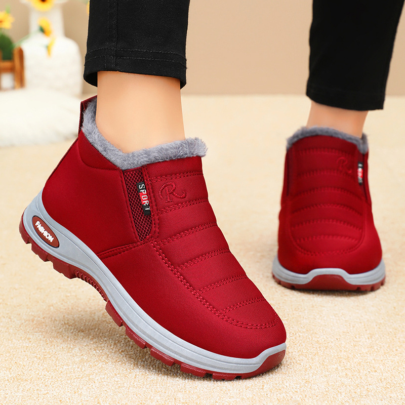 Women's cross-border cotton shoes, large size with added fleece and thickened cotton boots, soft soles, comfortable and not tiring to the feet, snow boots, cold-proof and warm women's shoes Specification drawing