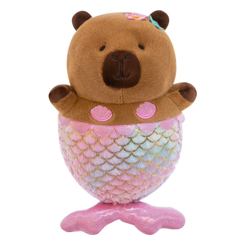 Cross-border mermaid capybara plush toy transforms into a fish-tail Capybara doll, a gift for children to accompany and give to girls Item Picture