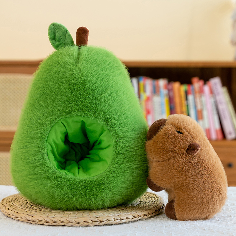 Wholesale of cross-border cute Kapibara figurines, avocado capybara dolls, plush toys, detachable sleeping pillows details Picture