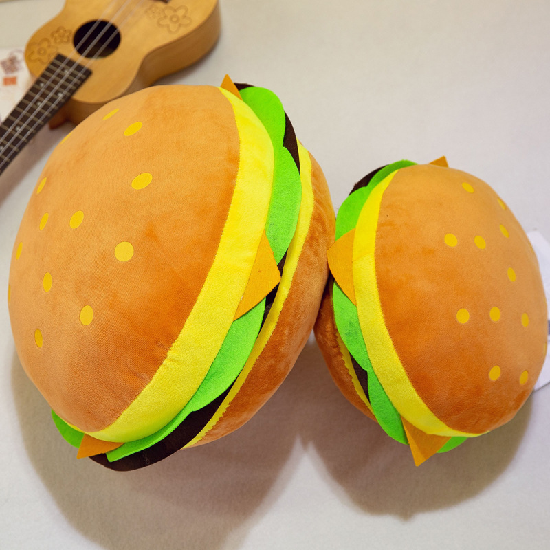 Cartoon creative simulation hamburger pillows, plush toys, children's birthday gifts, New Year gifts, one-piece consignment offer Application Scenario