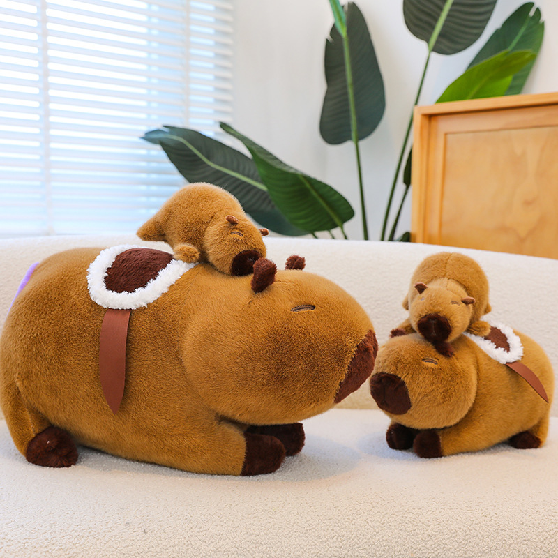 Purple butt ashore mother and child capybara dolls, drawstring Kapi Bara dolls, student graduation gifts, plush toys wholesale details Picture