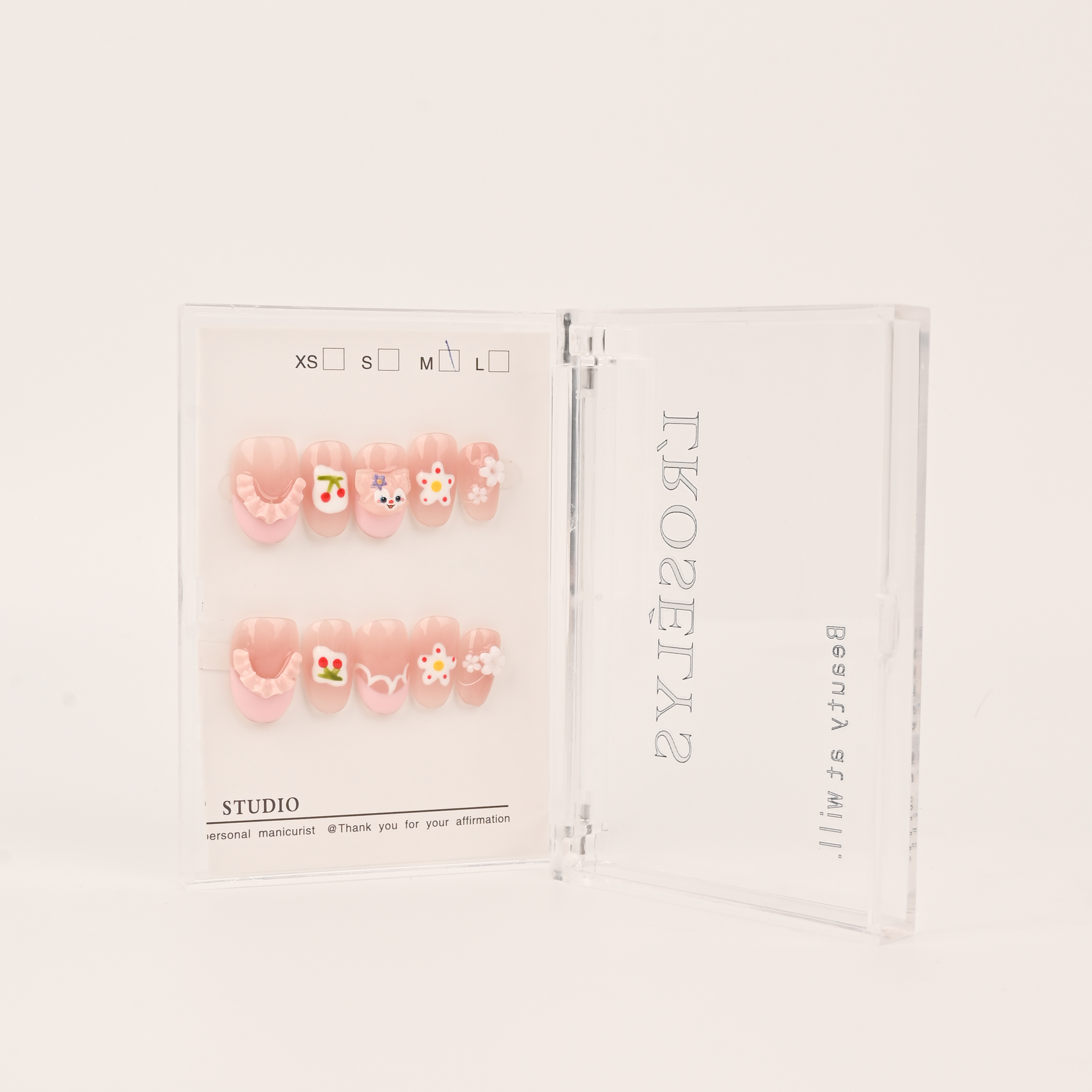 爆款甜美蕾丝蝴蝶结穿戴甲甲片温柔气质美甲可爱少女心美甲成品产品图