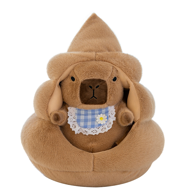 New cute Papa's nest bib capybara plush toy, a parody plush toy, best friend birthday gift for girls Item Picture